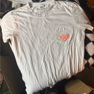 PINK Victoria's Secret White Tee with Orange Logo